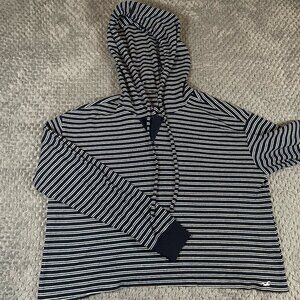 Hollister Women's Must Have Collection Striped Hoodie Cropped Size Small Preppy